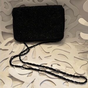 La Regale Elegant Black Beaded Clutch